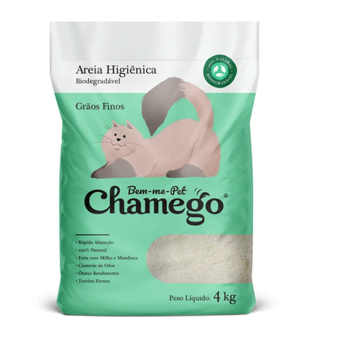 AREIA HIGIENICA CHAMEGO GRAOS FINO 4KG