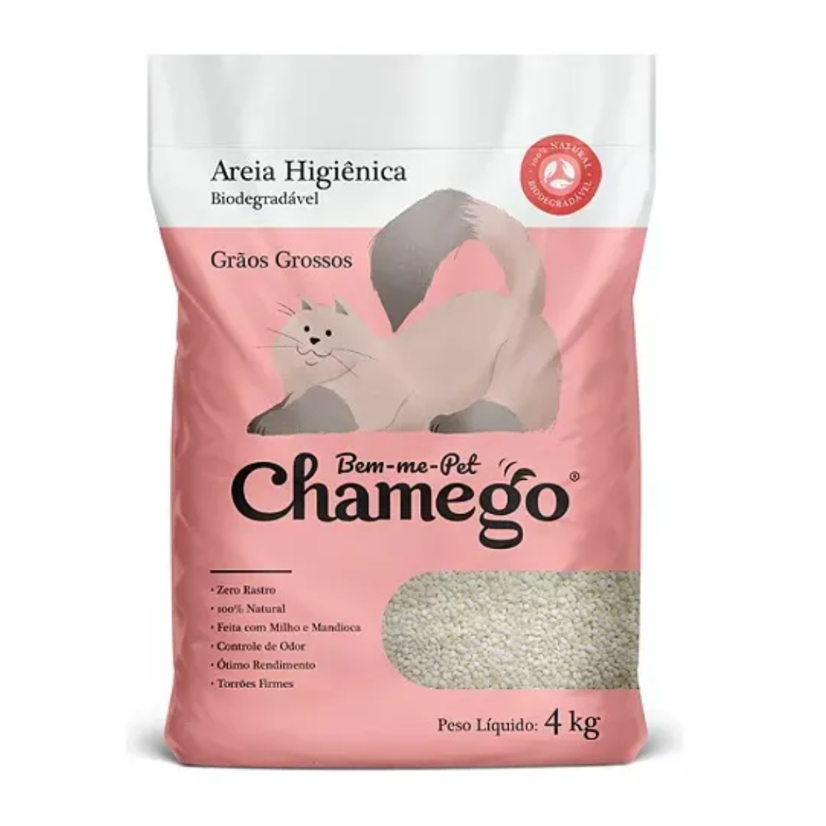 Areia Higiênica Chamego Grãos Grossos 4kg
