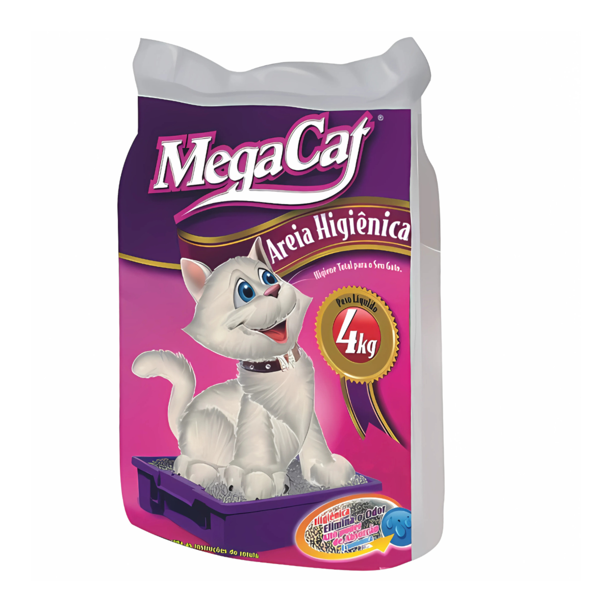 Areia Higiênica Mega Cat para Gatos 4kg