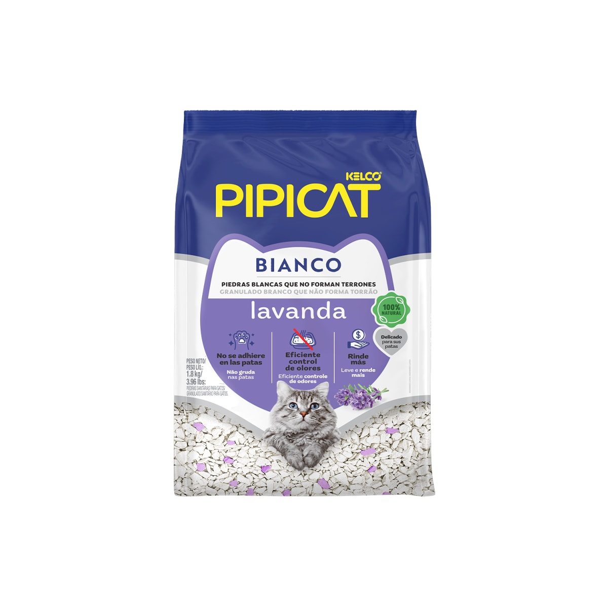 Areia Higiênica Pipicat Bianco Lavanda 1,8kg