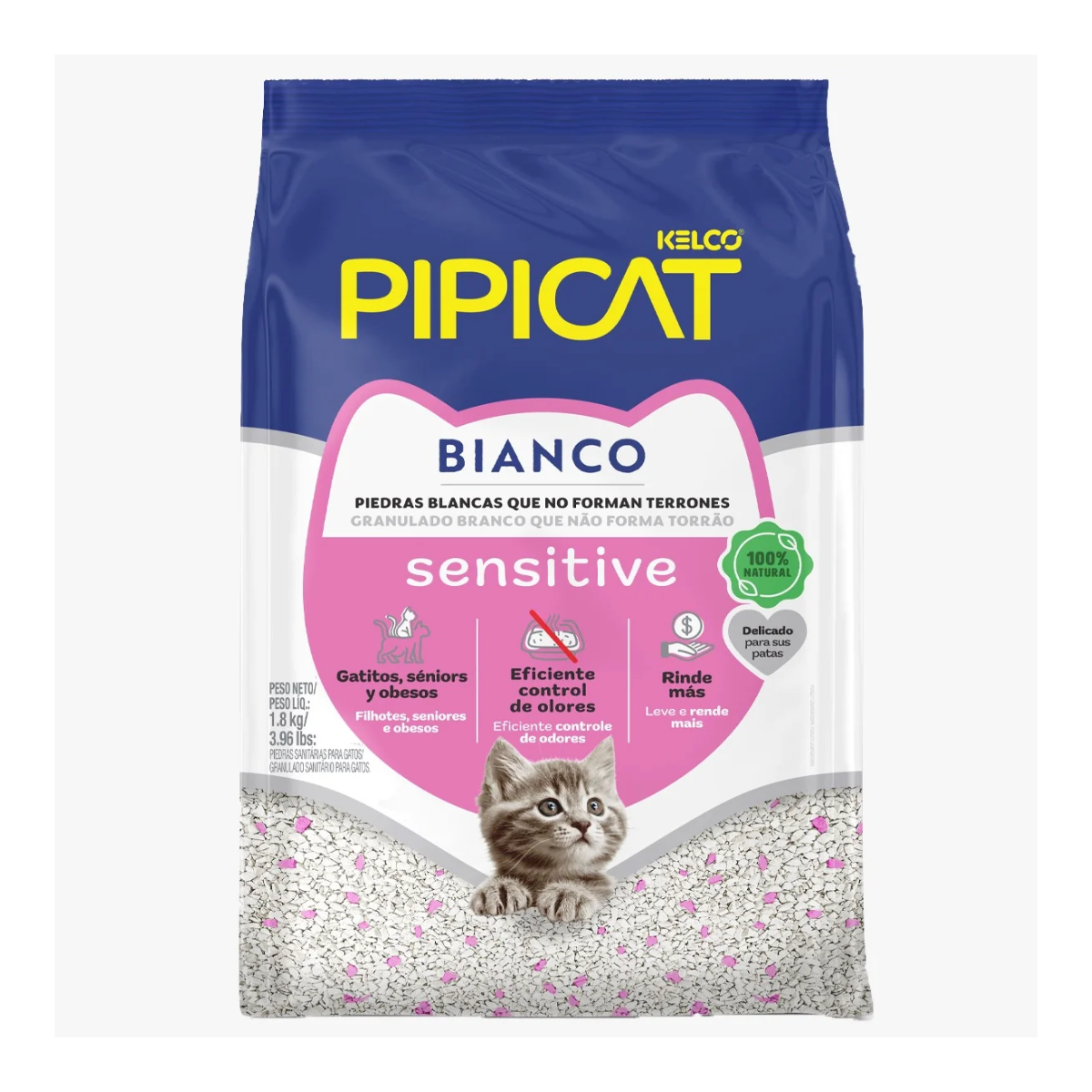 Areia Higiênica Pipicat Bianco Sensitive 1,8kg