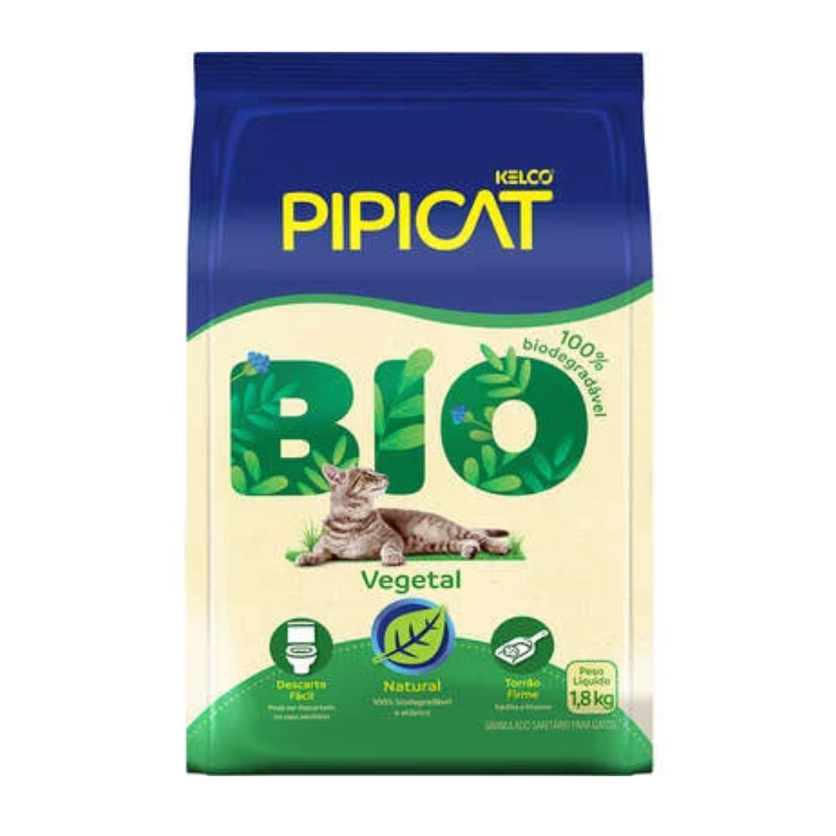 Areia Higiênica Pipicat Bio Vegetal 1,8kg