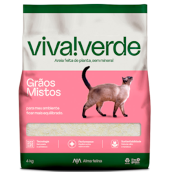 Areia Higiênica Viva Verde Grãos Mistos para Gatos