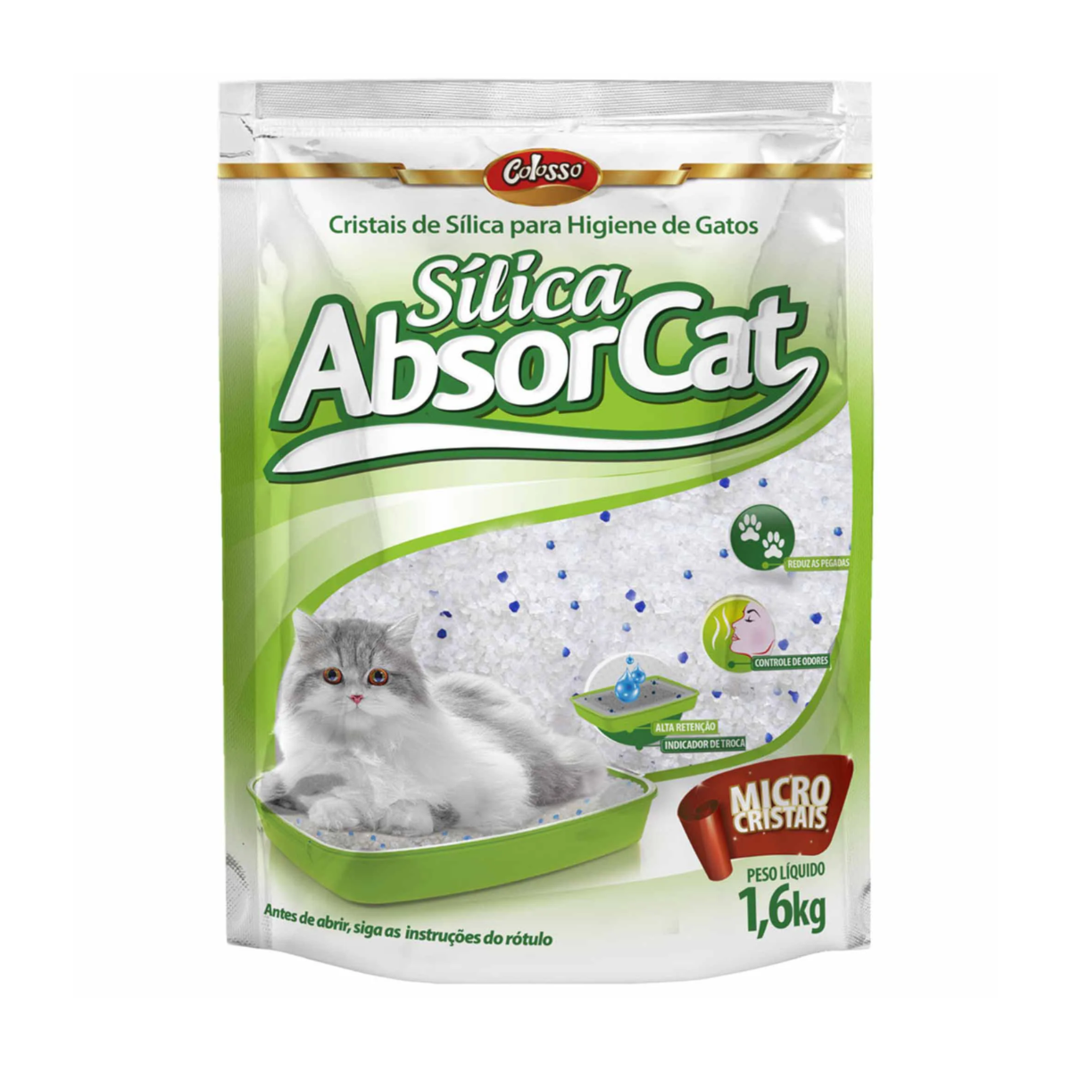 Areia Sanitária Absorcat Sílica Micro 1,6kg