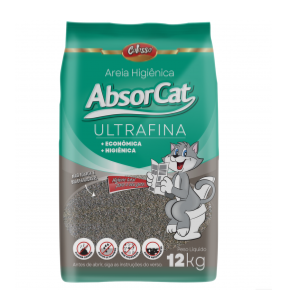 Areia Sanitária Absorcat Ultra Fina Colosso 12kg