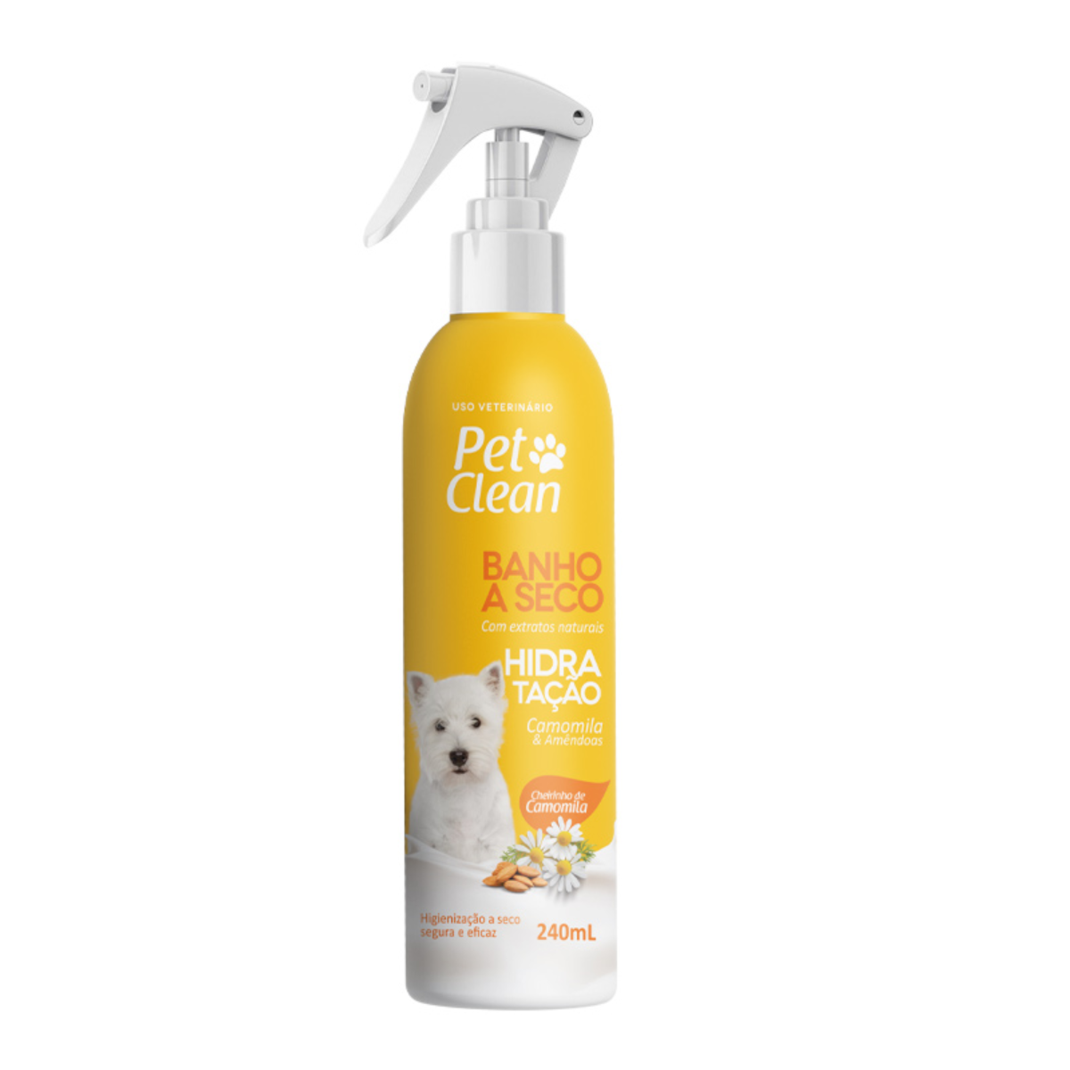 Banho a Seco Pet Clean Hidratação Camomila e Amêndoas 240ml