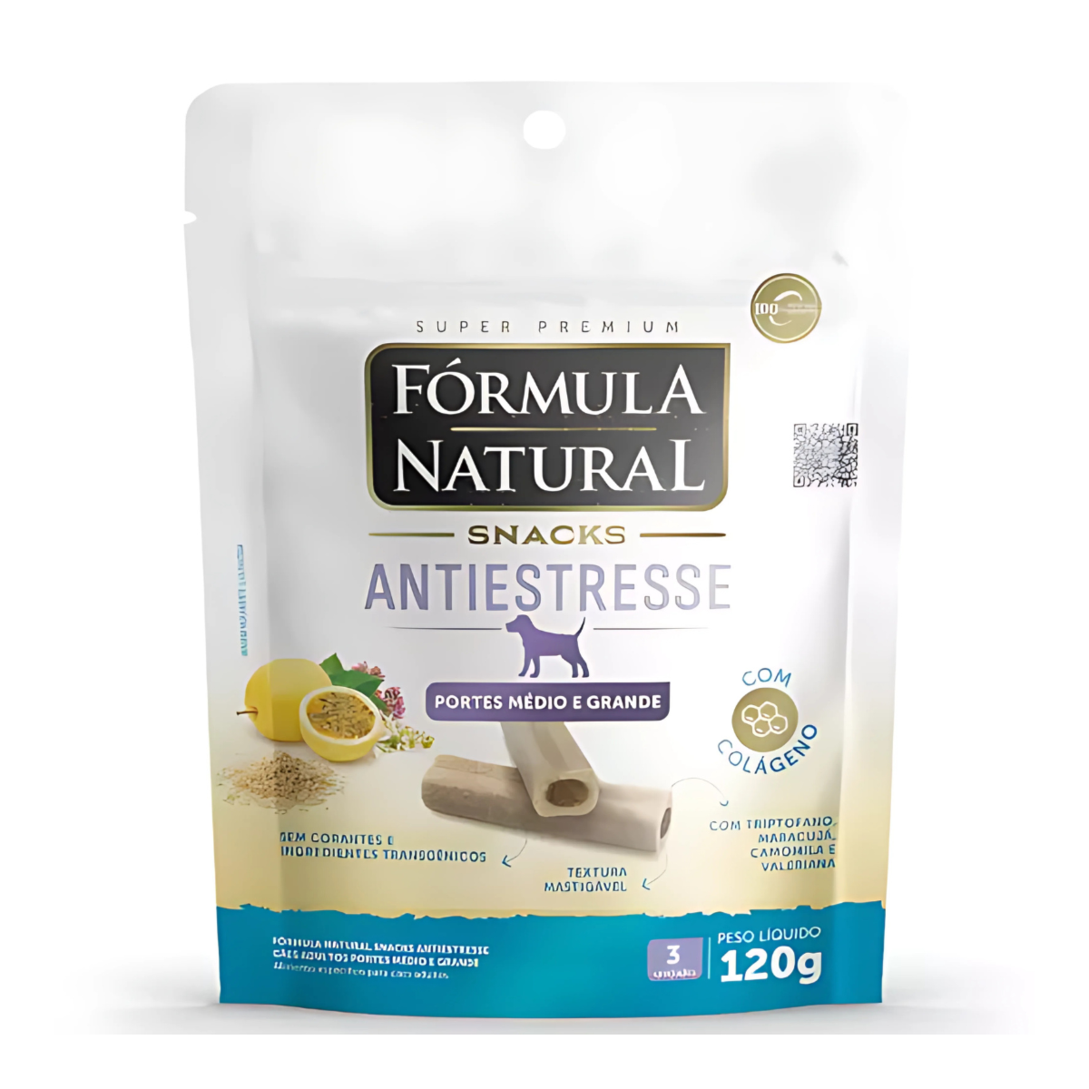 BISCOITO FORMULA NATURAL SNACKS CAO ANTIESTRES P 120G