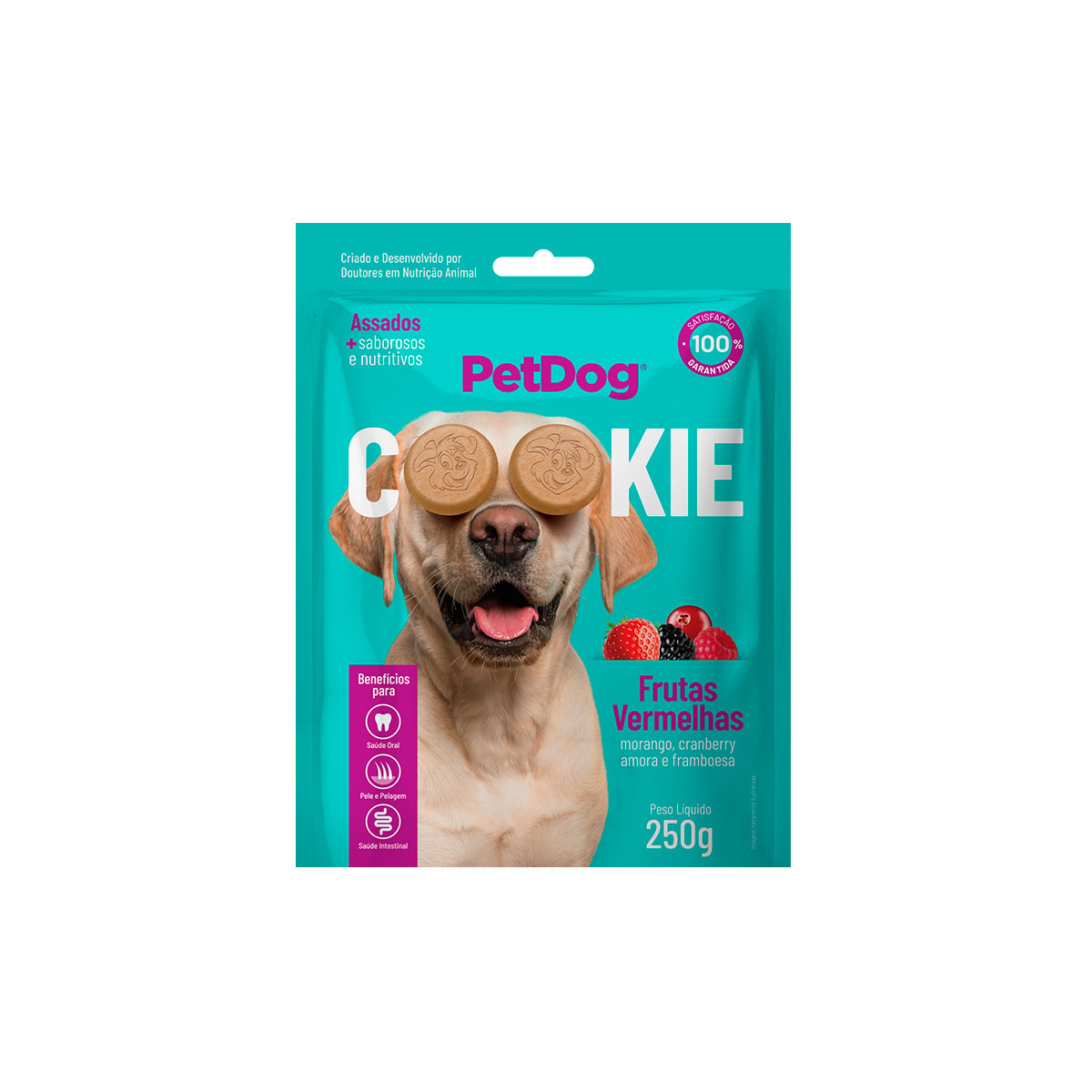 Biscoito Pet Dog Cookie para Cães Sabor Frutas Vermelhas