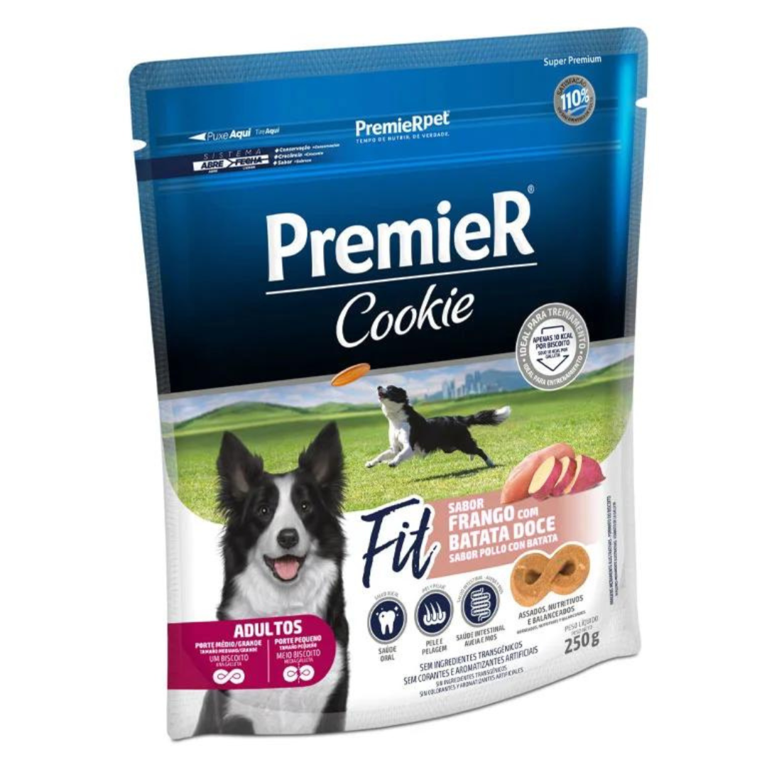 Biscoito Premier Cookie indicado para cães adultos sabor frutas