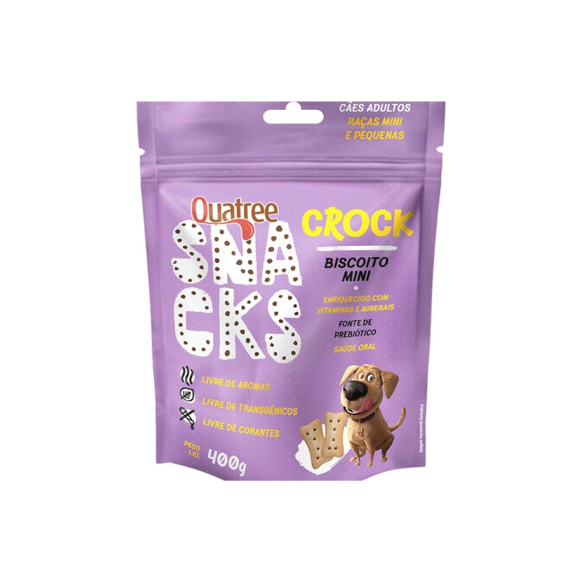 Biscoito Quatree Snacks Crock Mini para Cães Adultos Porte Mini e Pequeno 400g