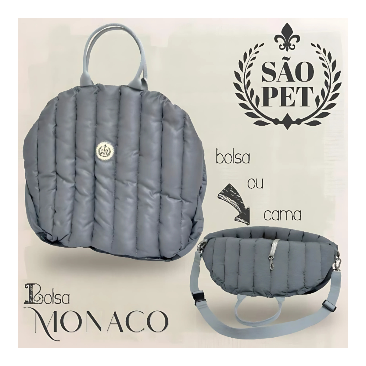 Bolsa Monaco 3 em 1 Cinza