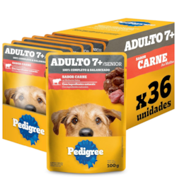Caixa Sachê Pedigree Adultos 7+ Carne ao Molho 100g