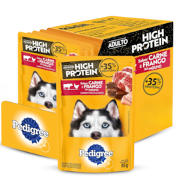 Caixa Sachê Pedigree Adultos HP Carne e Frango 85g