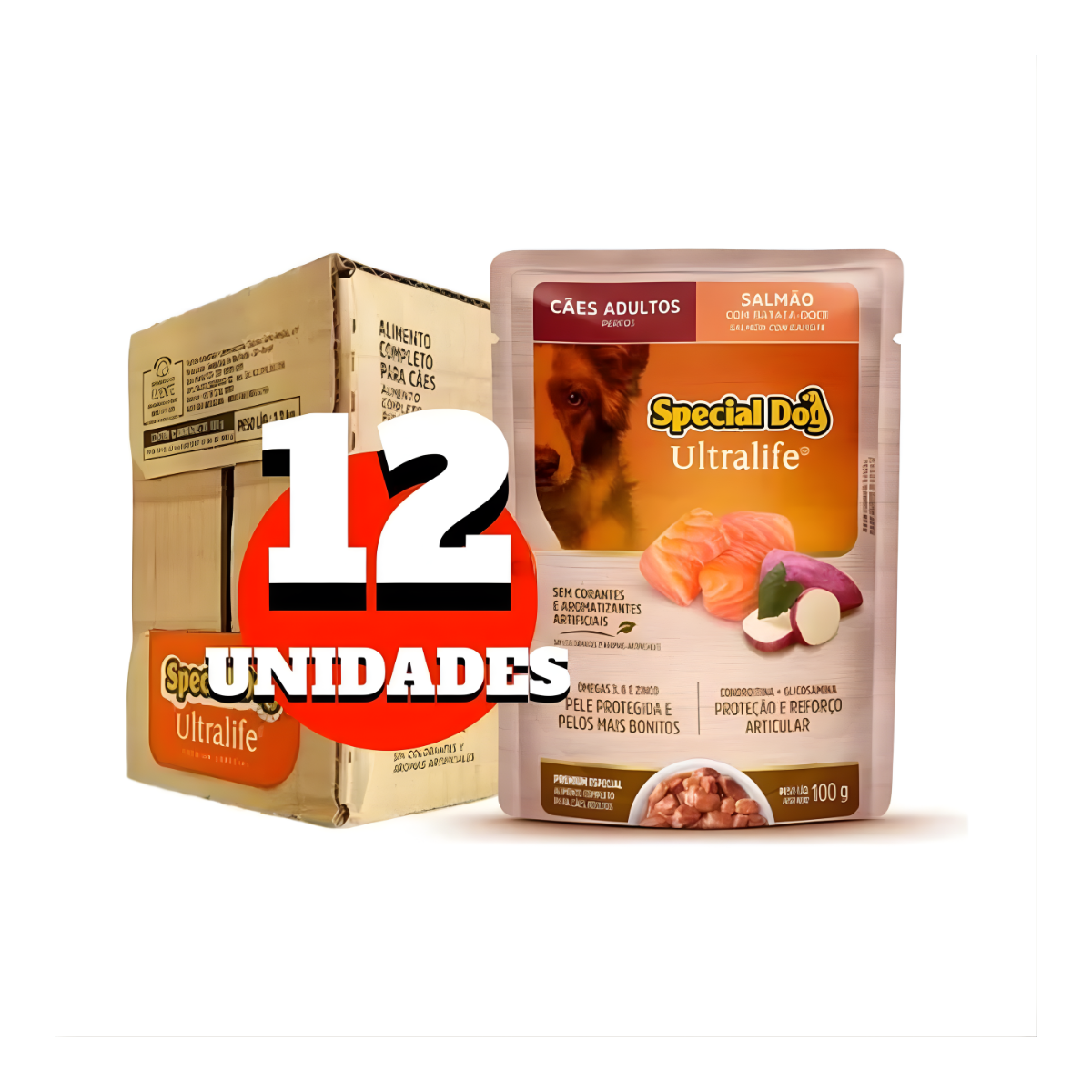 Caixa Sachê Special  Dog Ultralife Adulto Salmão (12und Sachês de 100g)