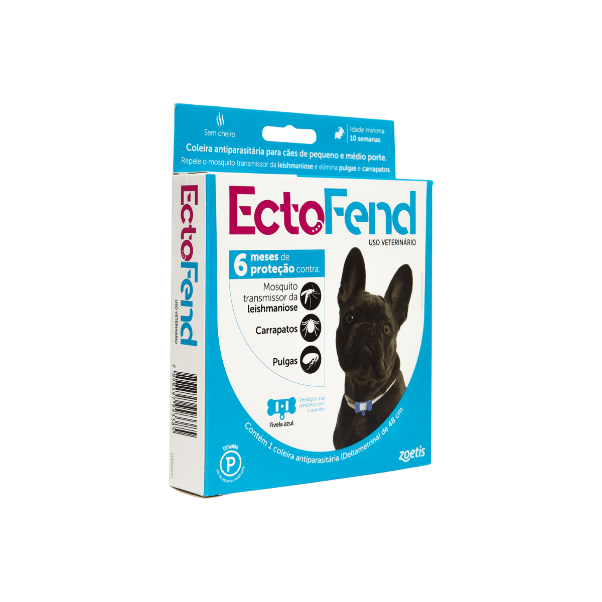 Coleira Antiparasitária EctoFend Azul para Cães Machos 48 cm