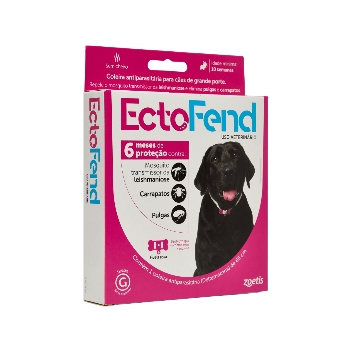 Coleira EctoFend para Cadelas Rosa 65 cm