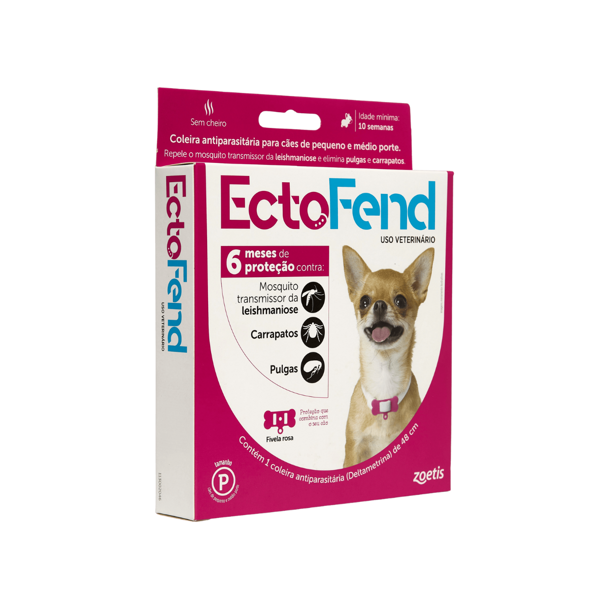 Coleira EctoFend Rosa para Cães Fêmeas 48 cm