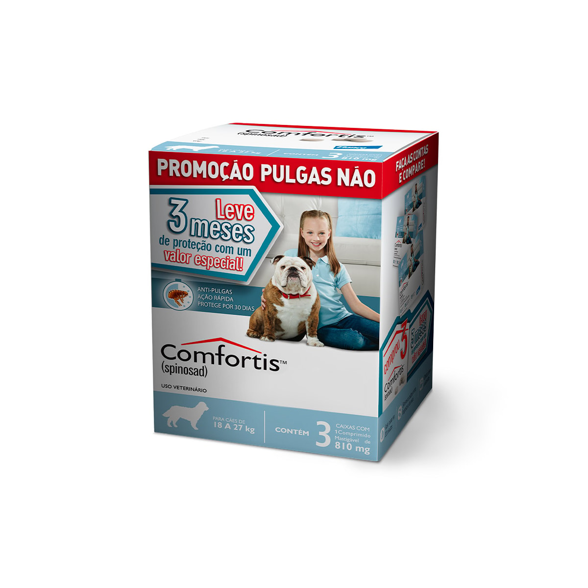 Combo Antipulgas Comfortis 560mg - Cães de 9kg a 18 kg e Gatos de 5,4kg a 11kg