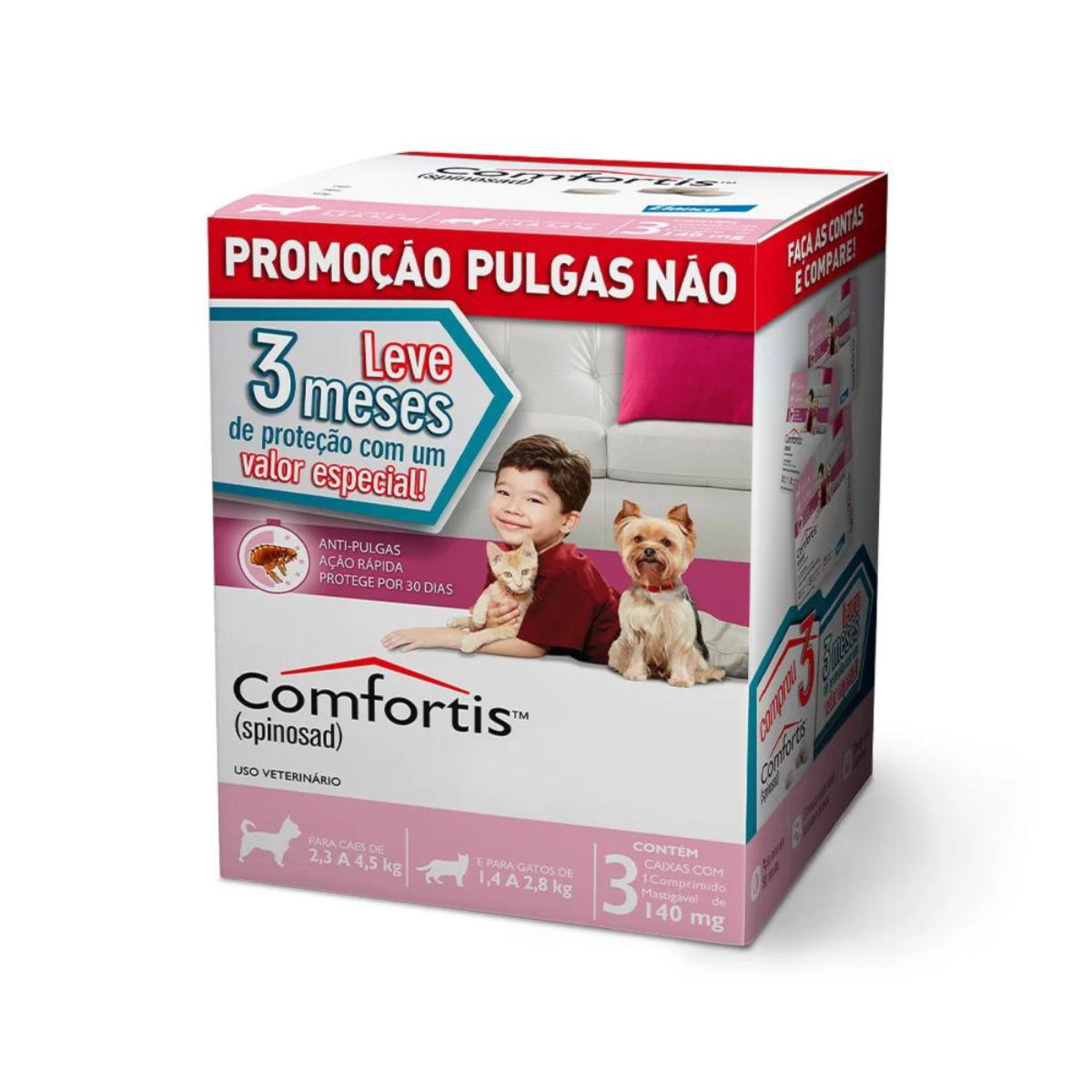 Combo Antipulgas Comfortis para Cães 2,3 A 4,5Kg e Gatos 1,4 A 2,8Kg