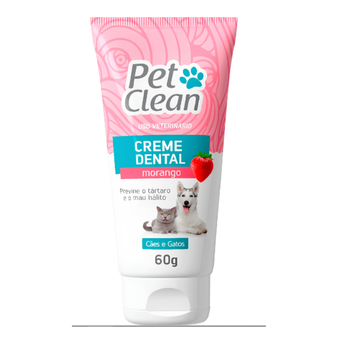 Creme Dental Pet Clean Sabor Morango para Cães e Gatos 60g