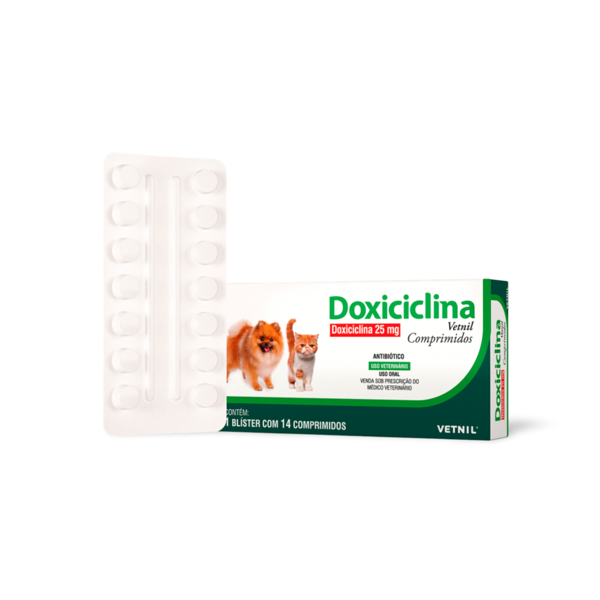 Doxiciclina Vetnil 25 mg 14 Comprimidos | Para Cães e Gatos