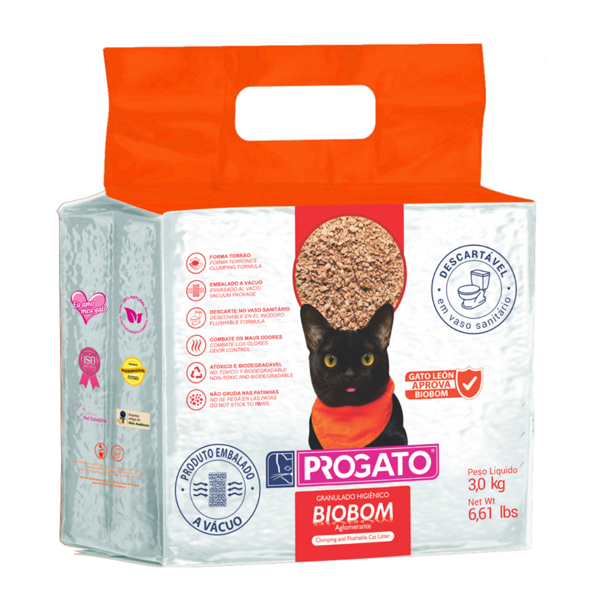 Granulado Higiênico Progato Biobom para Gatos 3kg