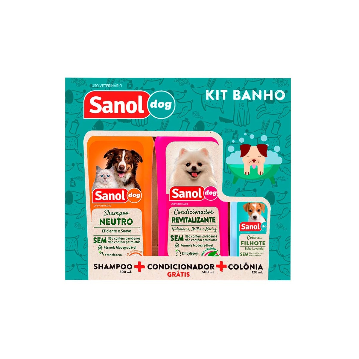 Kit Sanol Dog de Shampoo, Colônia e Condicionador