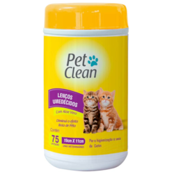 Lenço Umedecido Pet Clean para Gato 75 unidades