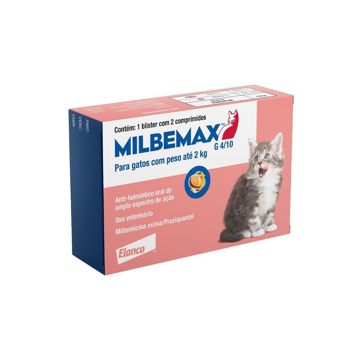 Milbemax para Gatos Até 2Kg com 2 Comprimidos