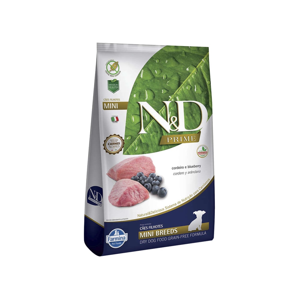 N&D Prime Cordeiro e Blueberry Cães Filhotes Raças Pequenas