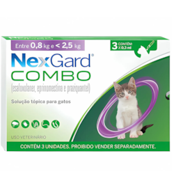 NexGard Combo para Gatos (0,8kg a 2,5kg) – 3 Unidades – Roxo