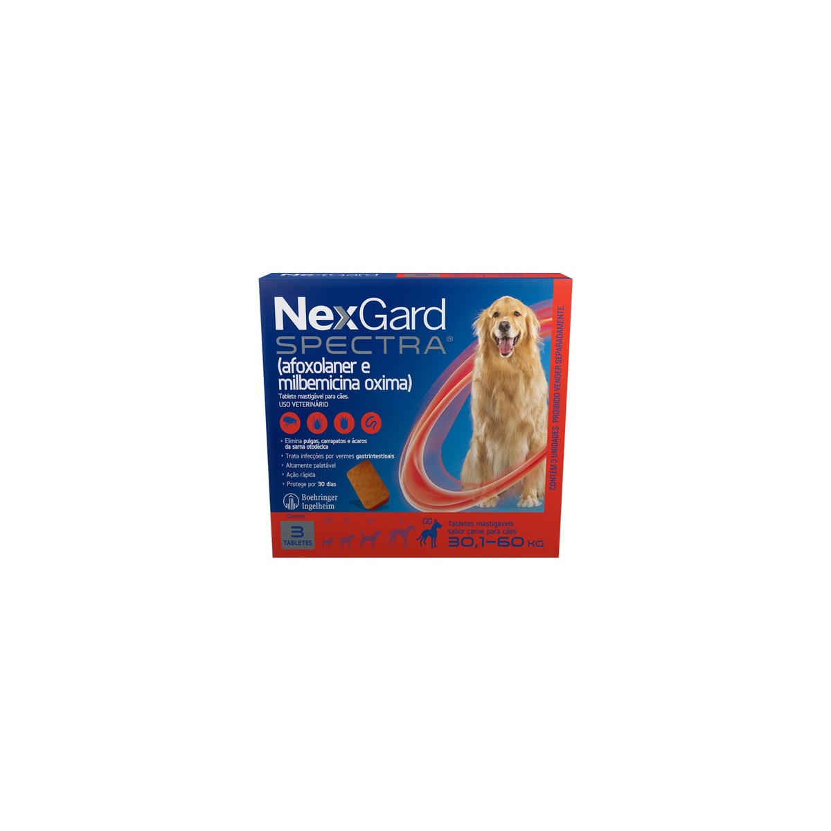 NEXGARD (SPECTRA)(30,1 A 60KG)(1 TABLETE)(VERMELHO)