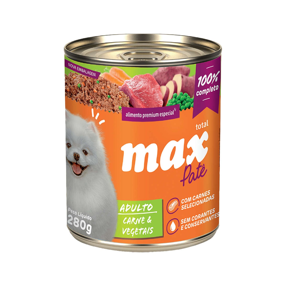 Patê Max para Cães Adultos Sabor Carne e Vegetais 280g