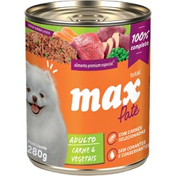 Patê Max para Cães Adultos Sabor Carne e Vegetais 280g