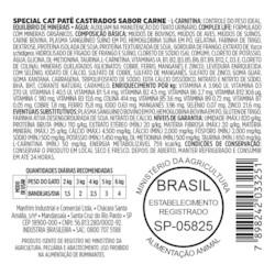 Patê Special Cat Castrado Carne 100g