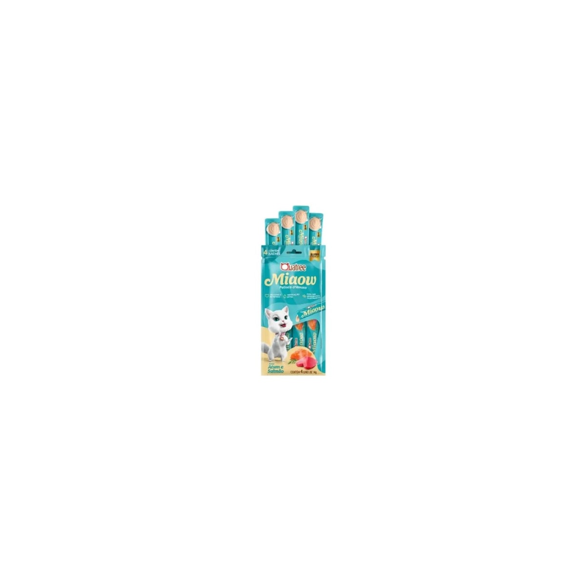 Petisco Cremoso Quatree Miaow (MIAU) Atum C/4 Unidades 56G