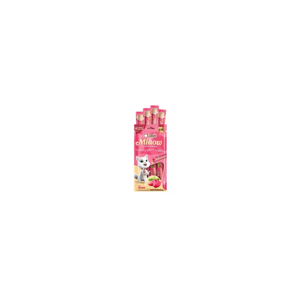 Petisco Cremoso Quatree Miaow (MIAU) Atum (Caixa C/6 Blister C/4 Unidades) 56G
