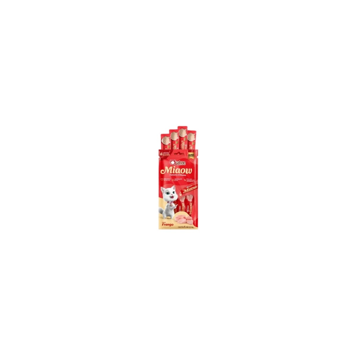 Petisco Cremoso Quatree Miaow (MIAU) Frango C/4 Unidades 56G