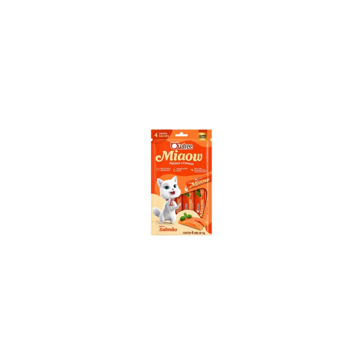 Petisco Cremoso Quatree Miaow (MIAU) Salmão C/4 Unidades 56G