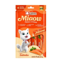 Petisco Cremoso Quatree Miaow (MIAU) Salmão C/4 Unidades 56G