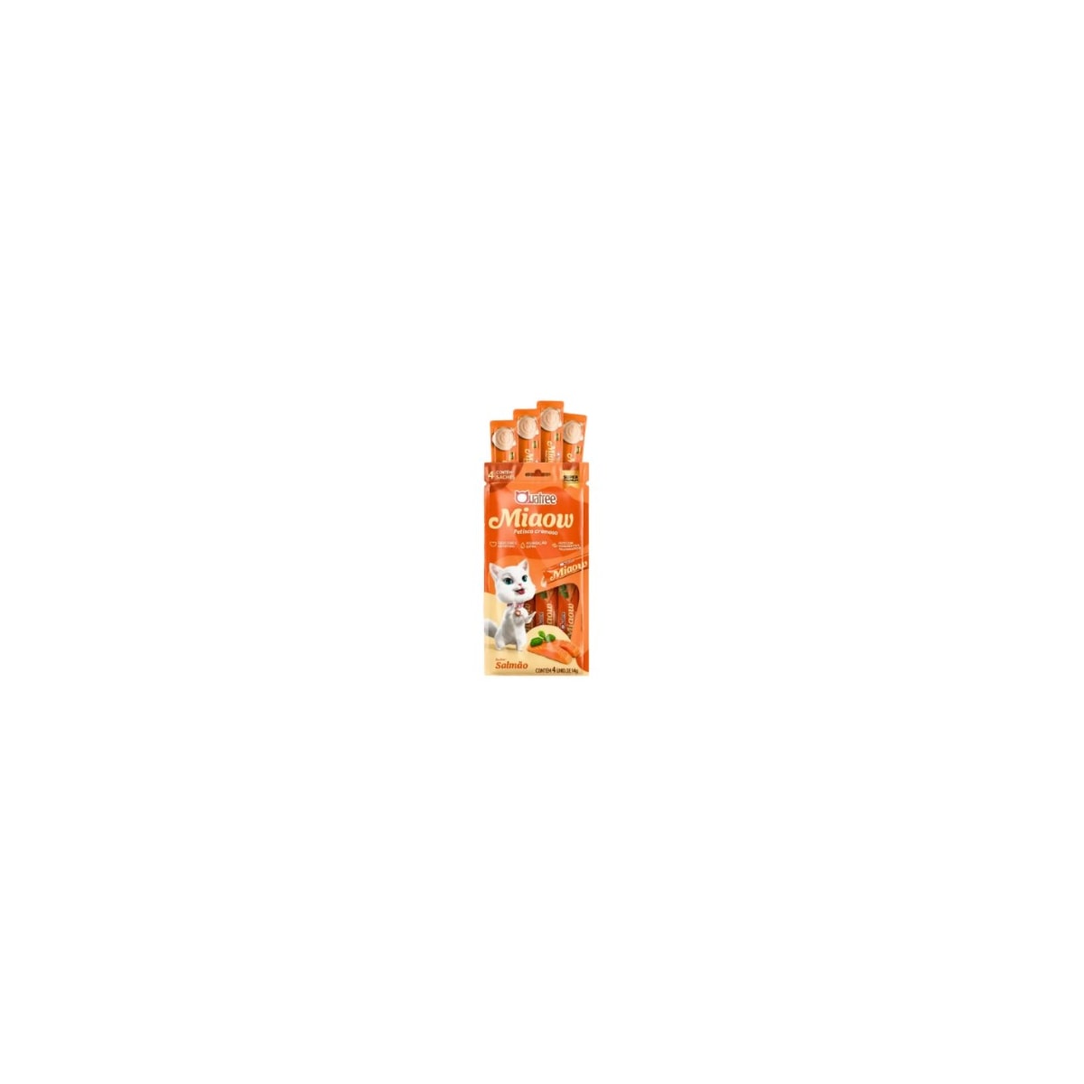 Petisco Cremoso Quatree Miaow (MIAU) Salmão (Caixa C/6 Blister C/4 Unidades) 56G