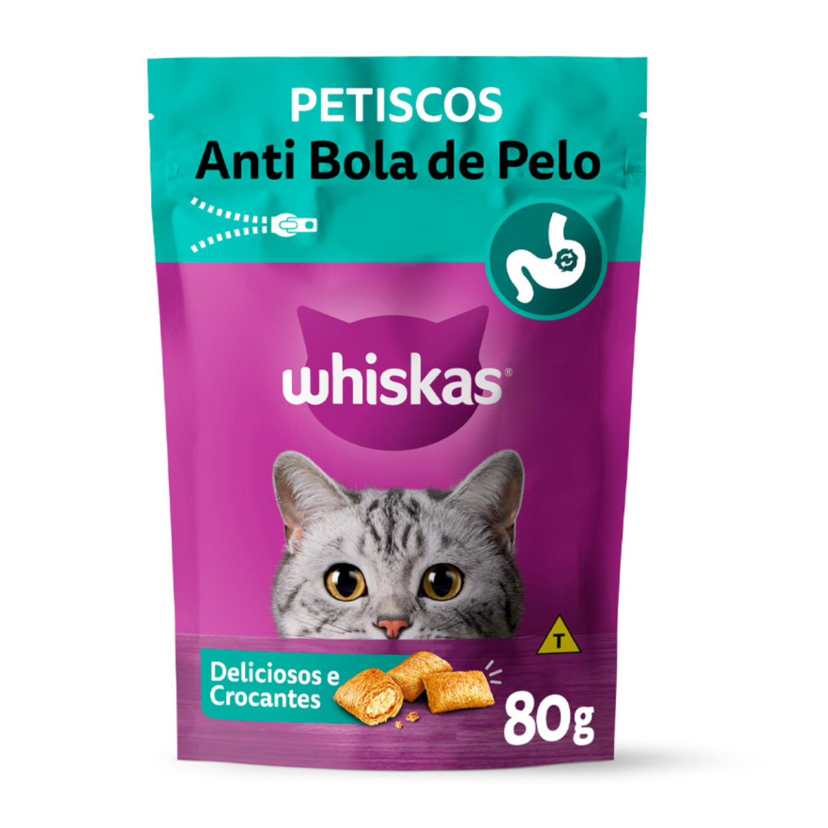 Petisco Whiskas Temptations Anti Bola de Pelo para Gatos Adultos 80g