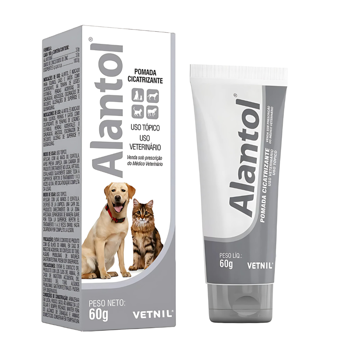 Pomada Cicatrizante Cachorro Gato Alantol 250 Gramas Vetnil