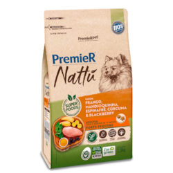PremieR Pet Nattu Ração Seca para Cães Adultos Porte Pequeno Sabor Frango, Mandioquinha, Espinafre, Cúrcuma e Mirtilo 1k