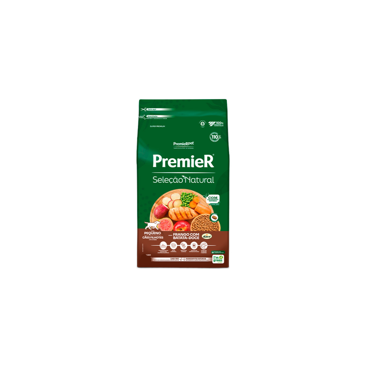 Premier Seleção Natural Premier para Cães Filhotes Raças Pequenas sabor Frango com Batata Doce