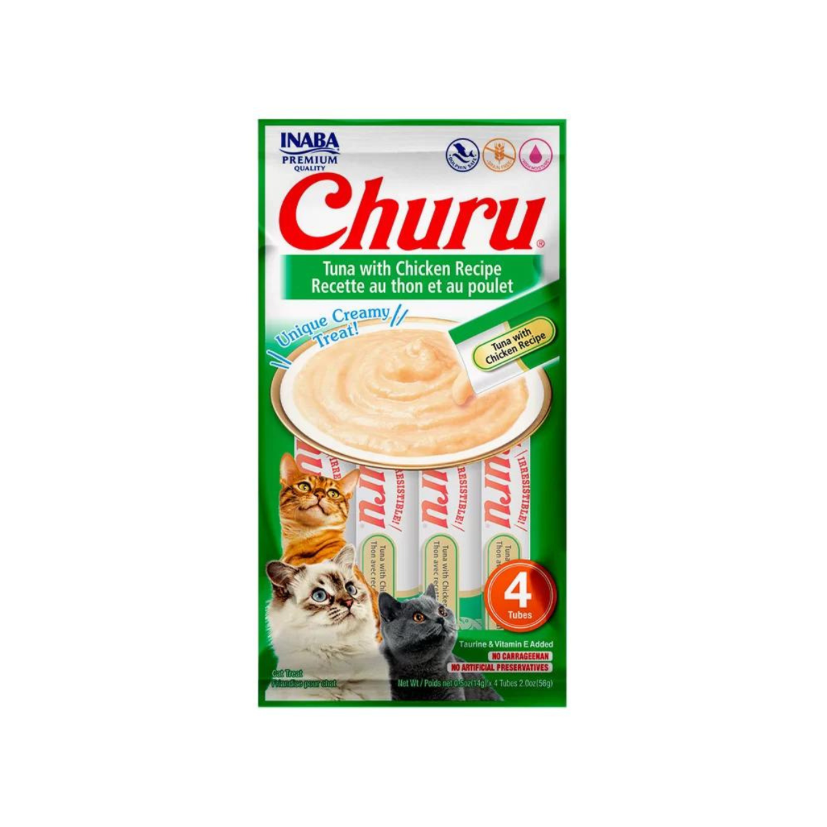 Purê Churu Atum e Galinha para Gatos 56g (C/04 Unidades)