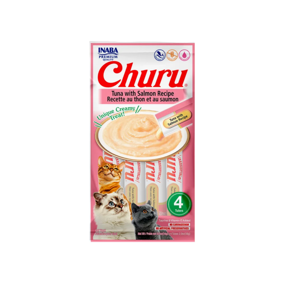 Purê Churu Atum e Salmão para Gatos 56g (C/4 Unidades)