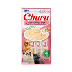 Purê Churu Atum e Salmão para Gatos 56g (C/4 Unidades)
