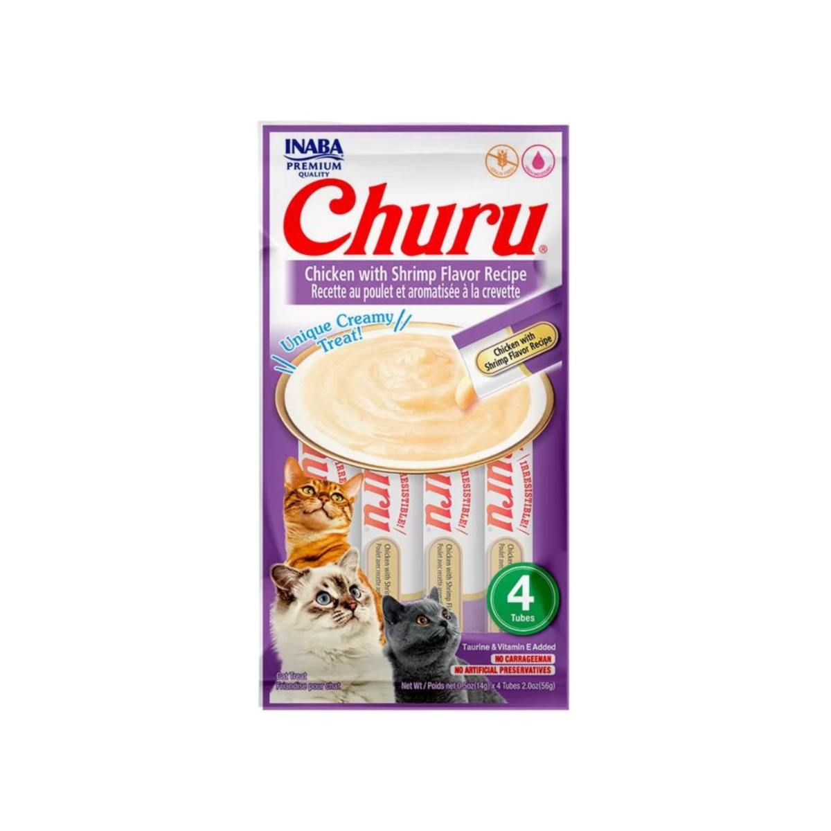 Purê Churu Galinha E Camarão Para Gatos 56g ( C/ 4 Unidades)