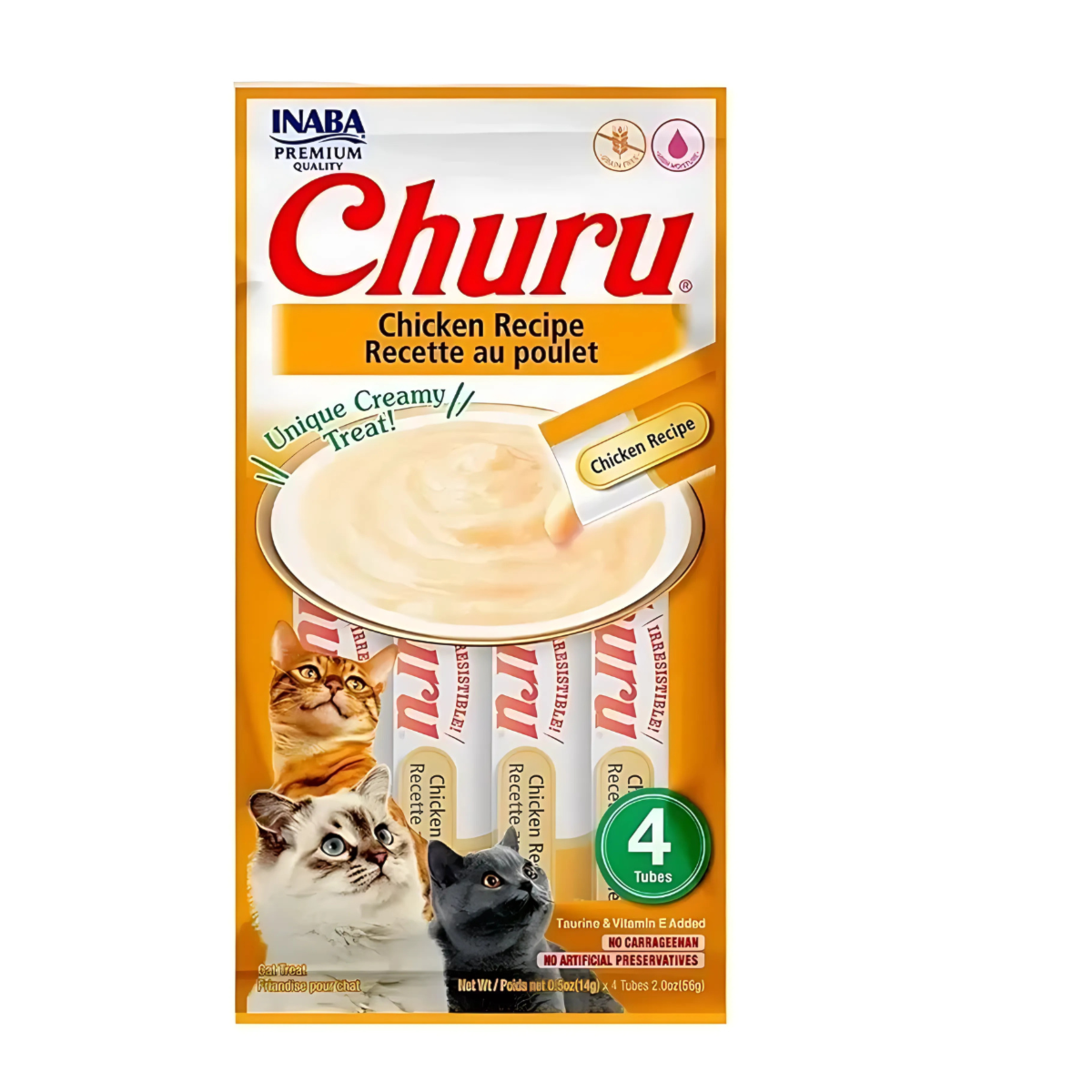 Purê Churu Para Gatos Castrados Frango 56g (C/04 Unidades)